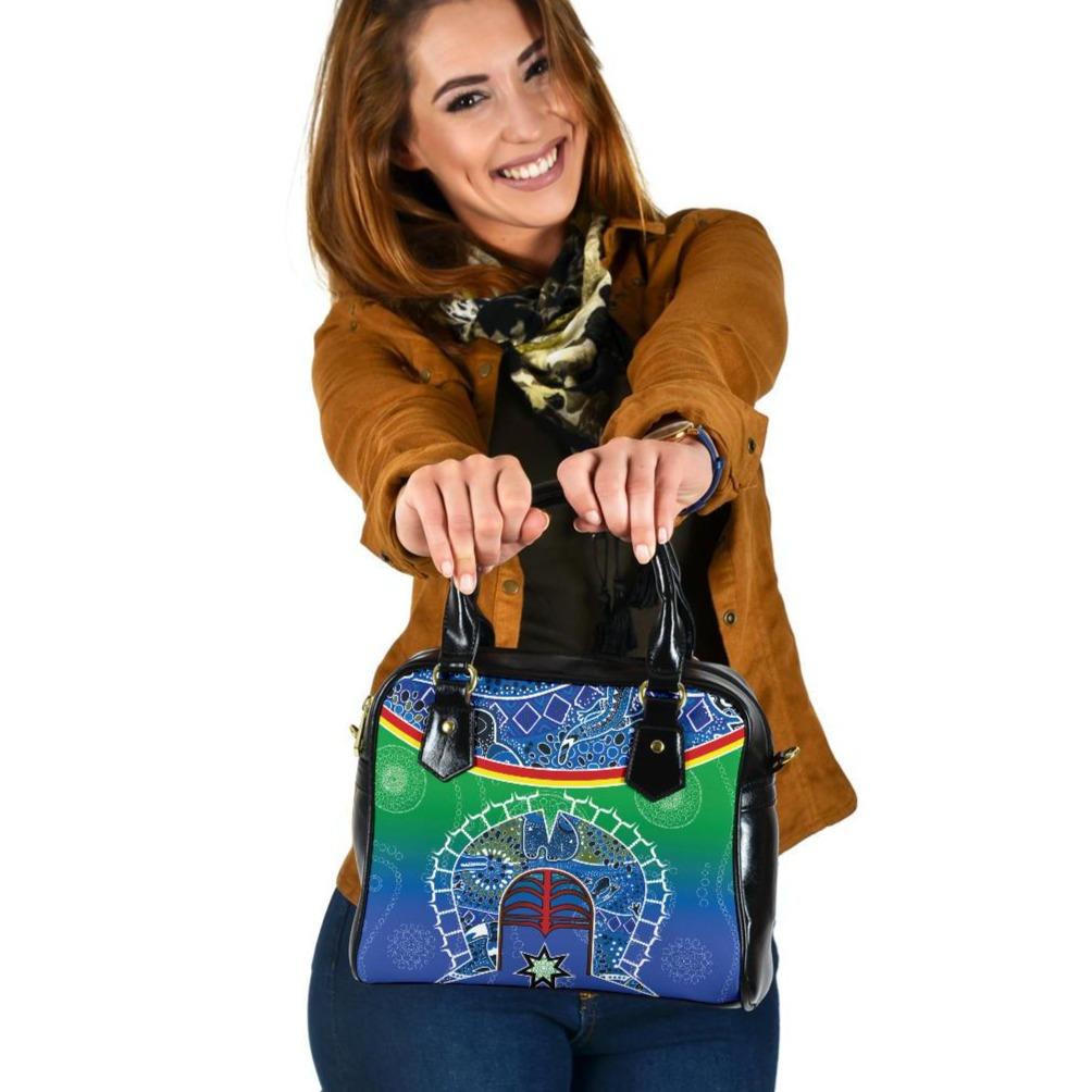 Shoulder Handbag - Torres Strait Symbol With Aboriginal Patterns - Vibe Hoodie Shop