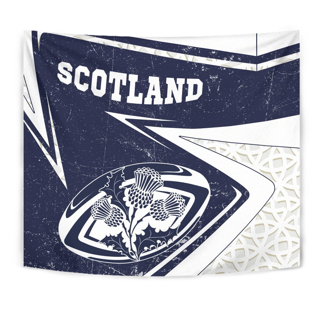 Scotland Rugby Tapestry - Celtic Scottish Rugby Ball Thistle Ver - Vibe Hoodie Shop