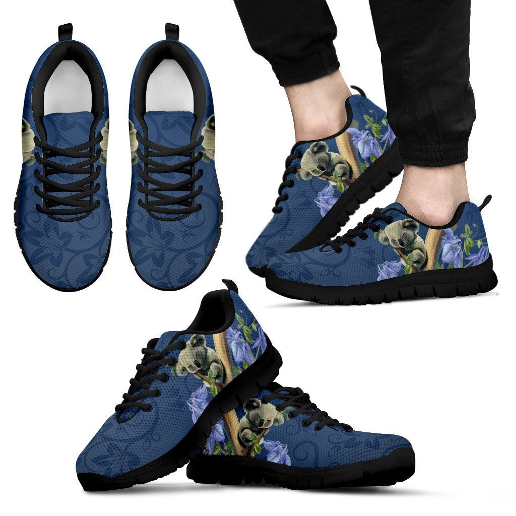 Australia Sneakers - Koala Sleep Shoes Bluebell Flower Patterns - Unisex - Vibe Hoodie Shop