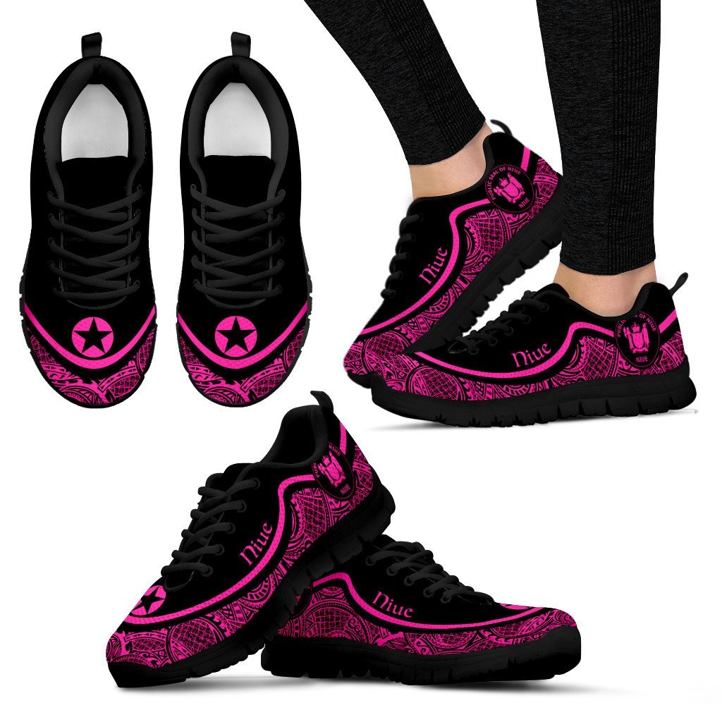 Niue Wave Sneakers - Polynesian Pattern Pink Color - Vibe Hoodie Shop