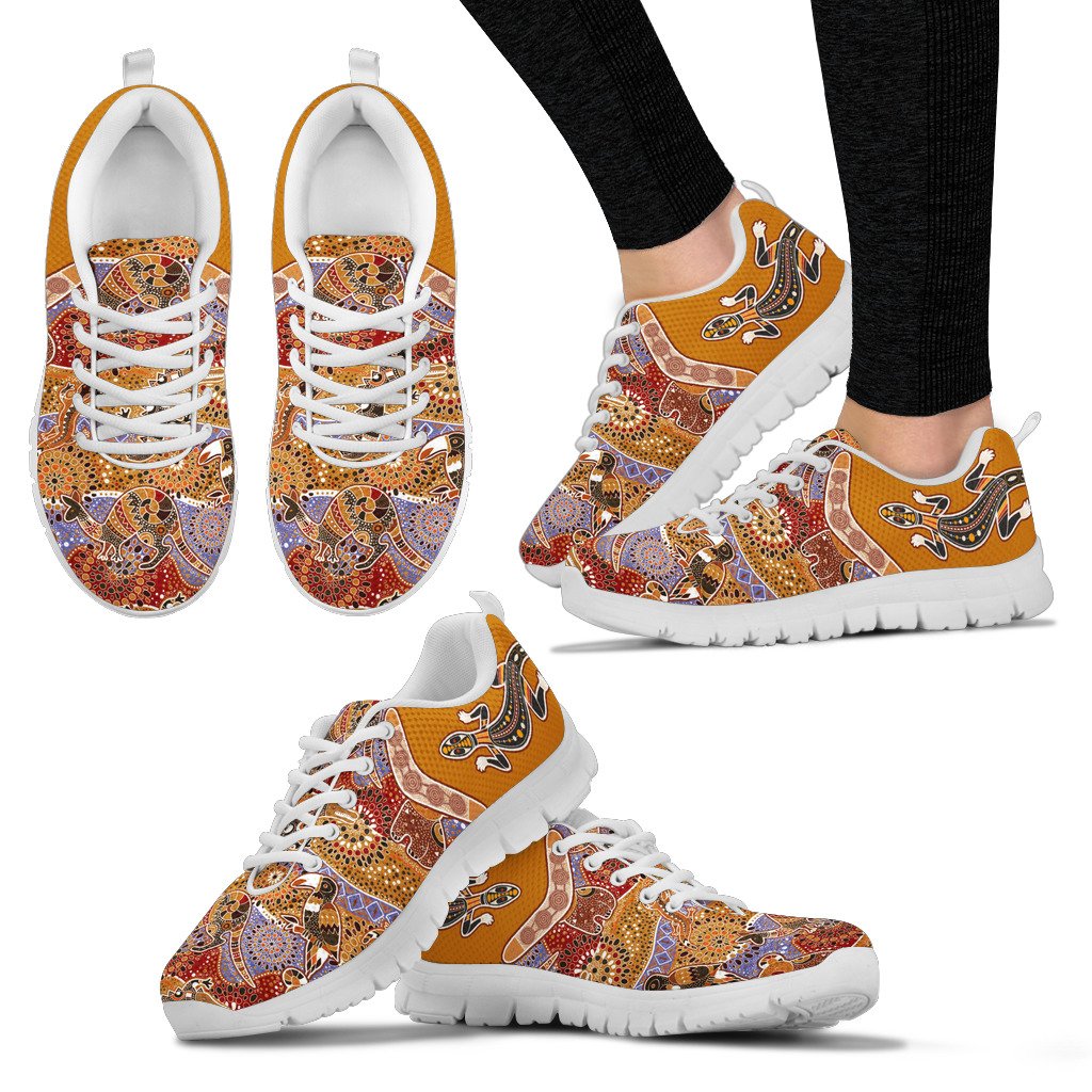 Aboriginal Sneakers, Lizard Shoes Boomerang Patterns Kangaroo Koala - Vibe Hoodie Shop