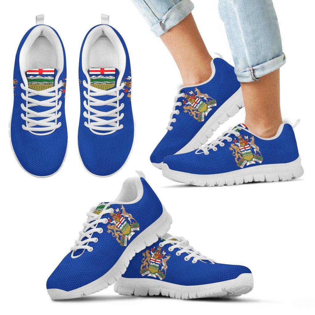 Canada Shoes - Alberta Flag And Coat Of Arm Sneakers - Vibe Hoodie Shop