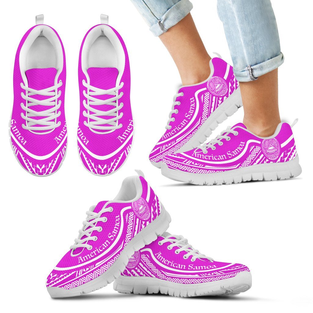 American Samoa Wave Sneakers White Pink Color - Vibe Hoodie Shop