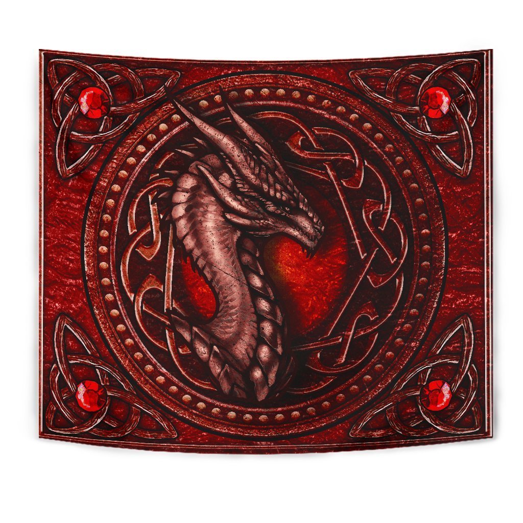 Celtic Dragon With Celtic Knot Tapestry (Red) - Vibe Hoodie Shop