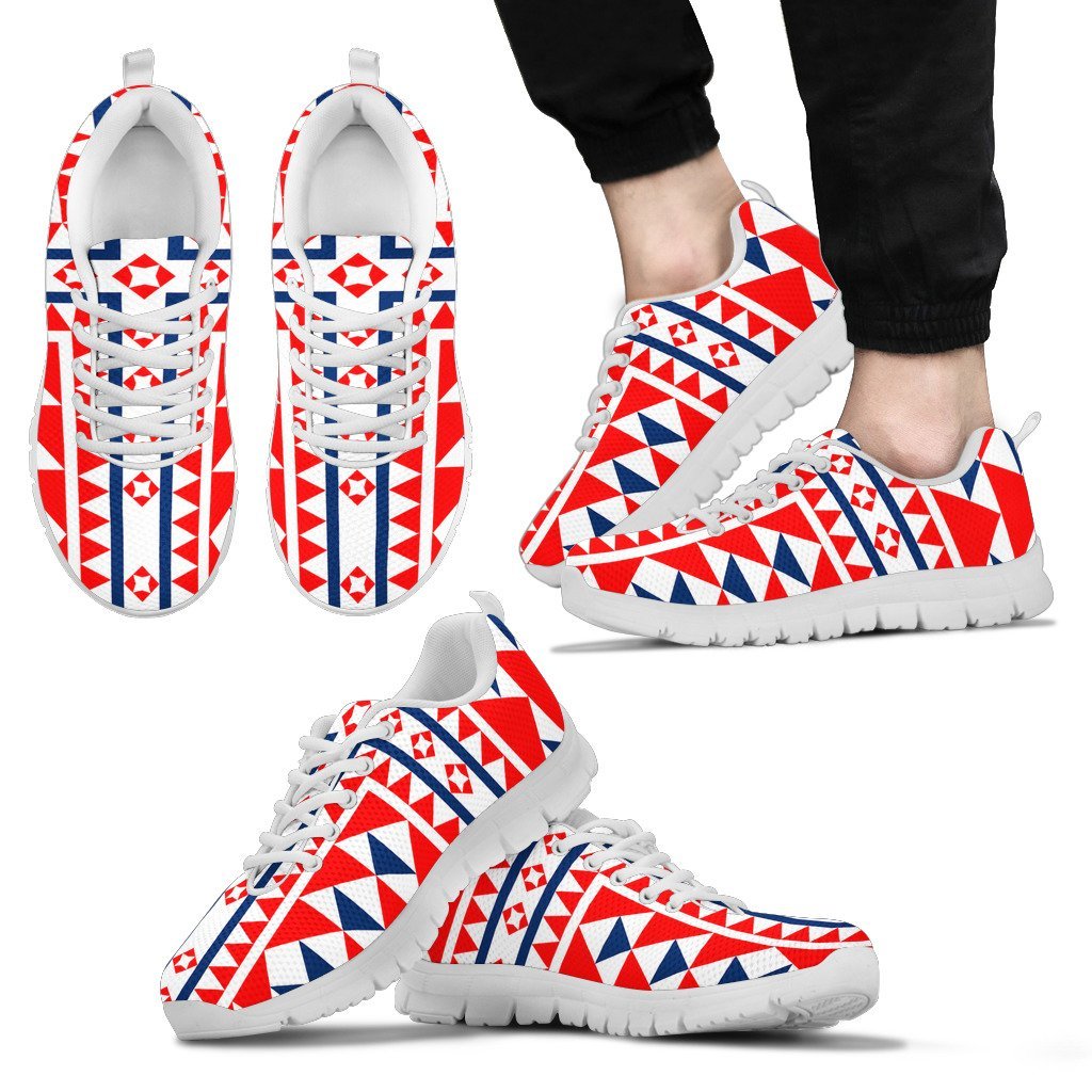 Fiji - Fijian Masi Tapa Design On Flag Men's / Women's Sneakers (Shoes) - Vibe Hoodie Shop