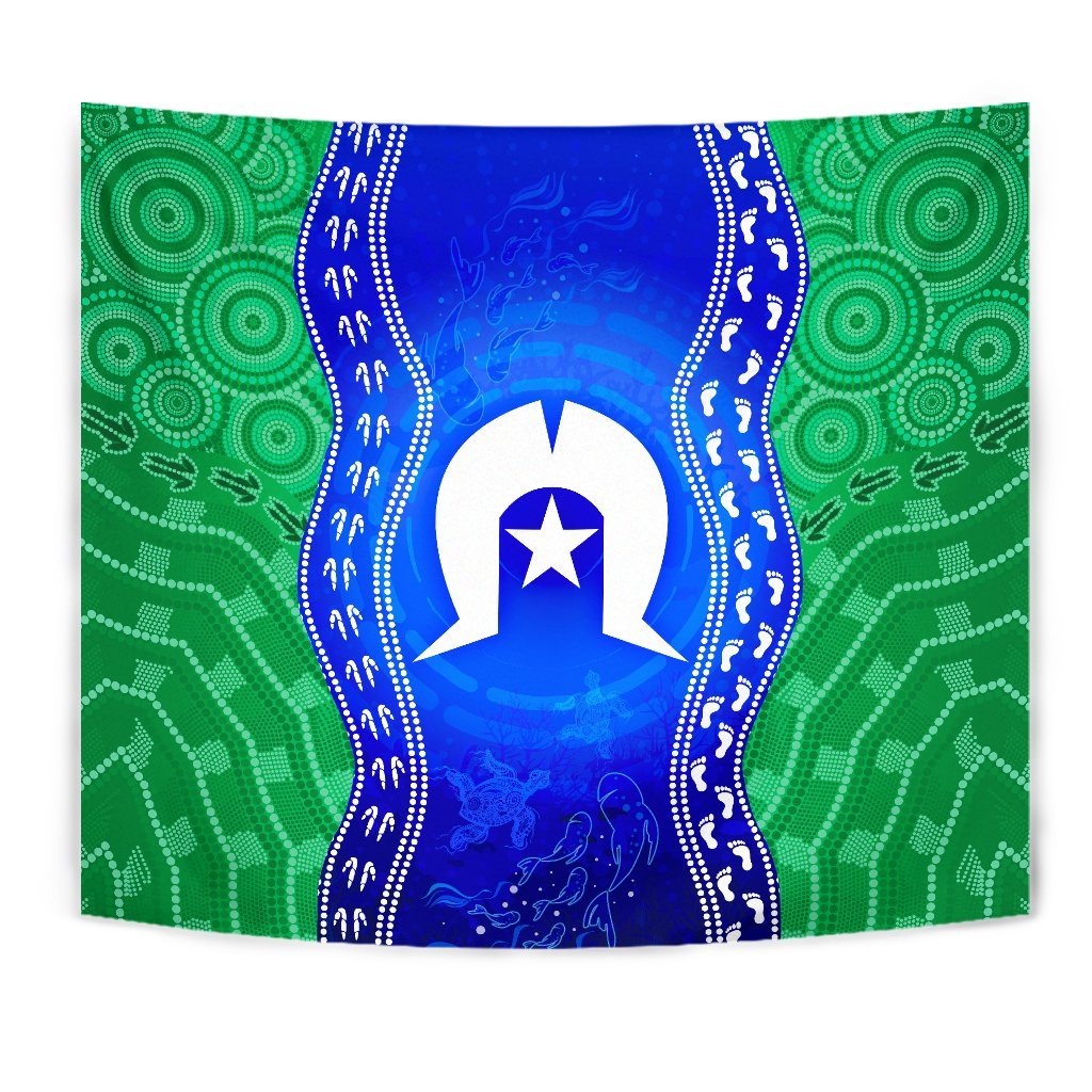 Torres Strait Islanders Tapestry - Torres Symbol With Aboriginal Patterns - Vibe Hoodie Shop