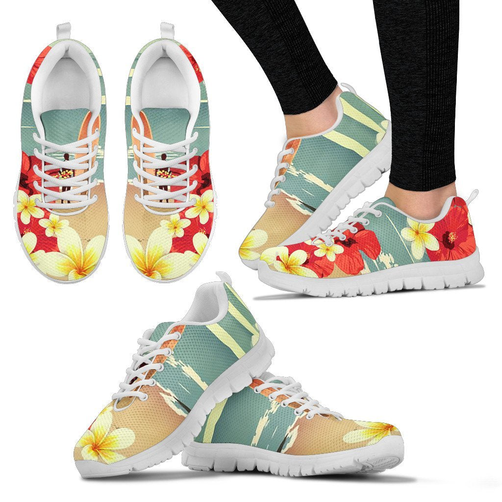 Fiji Shoes - Hibiscus and plumeria vintage Sneakers - Vibe Hoodie Shop