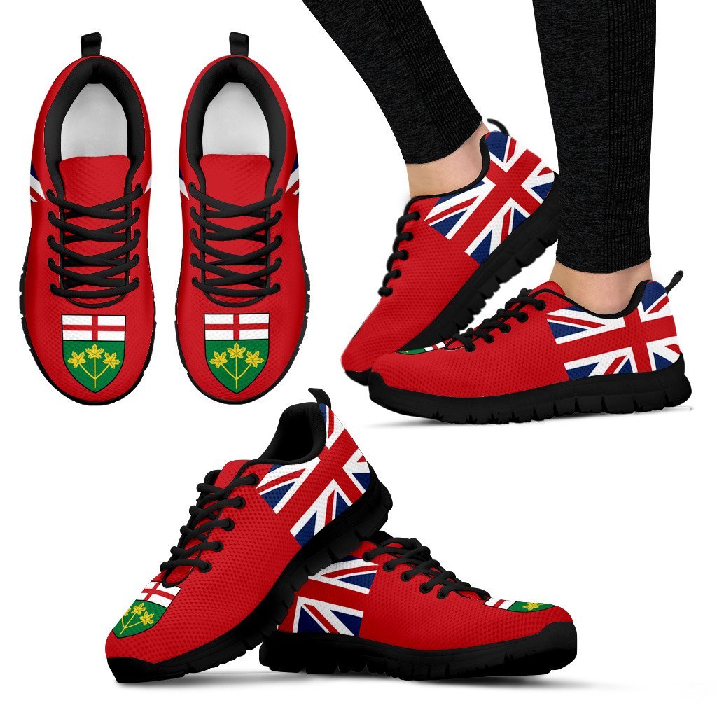 Canada Ontario Map And Coat Of Arm Sneakers - Vibe Hoodie Shop