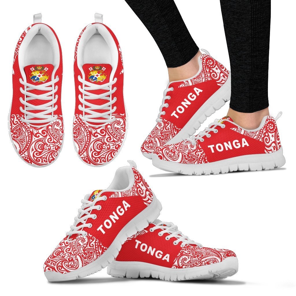 Tonga Sneakers Polynesian Half Style Red - Vibe Hoodie Shop