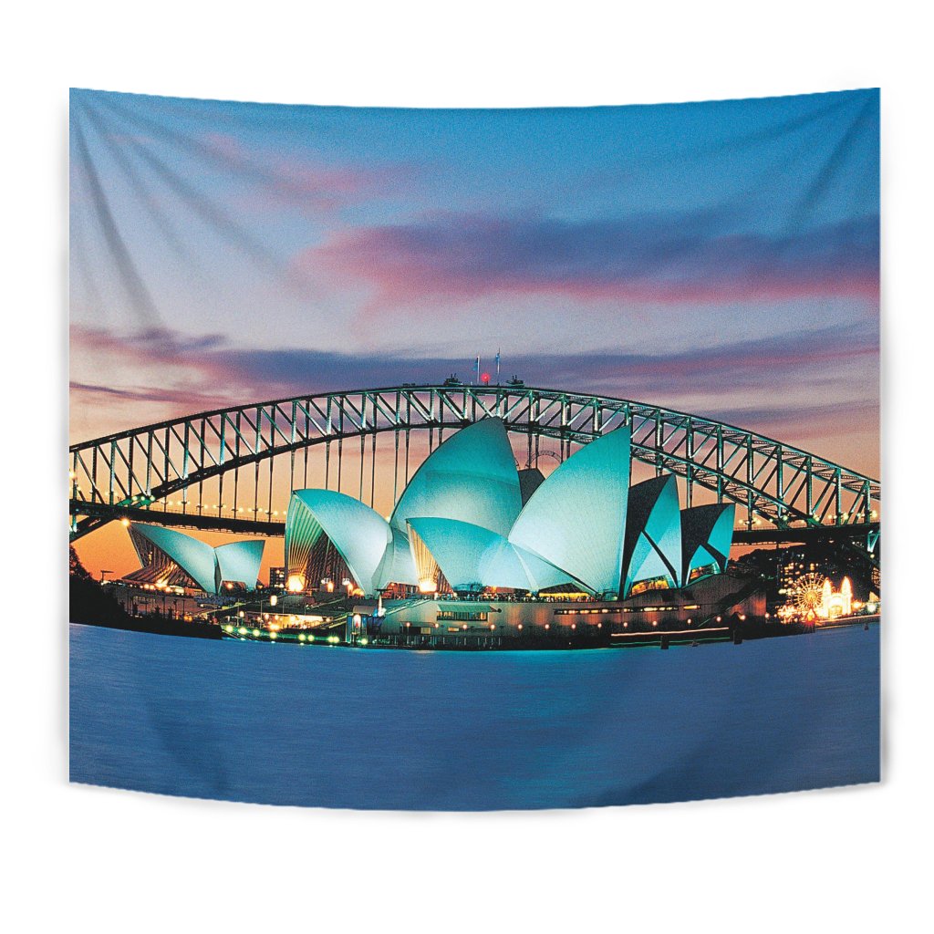 Tapestry - Sydney Opera Tapestries Sunset Landscape - Vibe Hoodie Shop