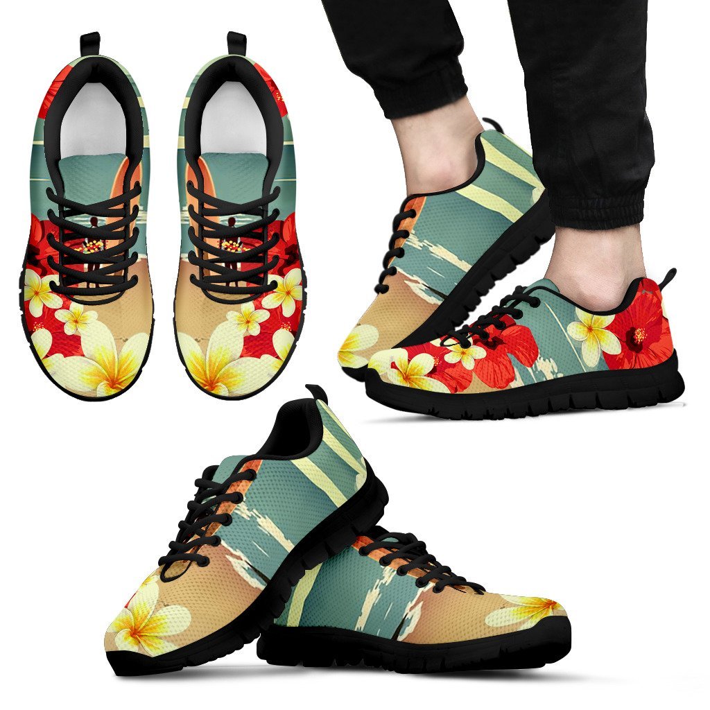 Fiji Shoes - Hibiscus and plumeria vintage Sneakers - Vibe Hoodie Shop