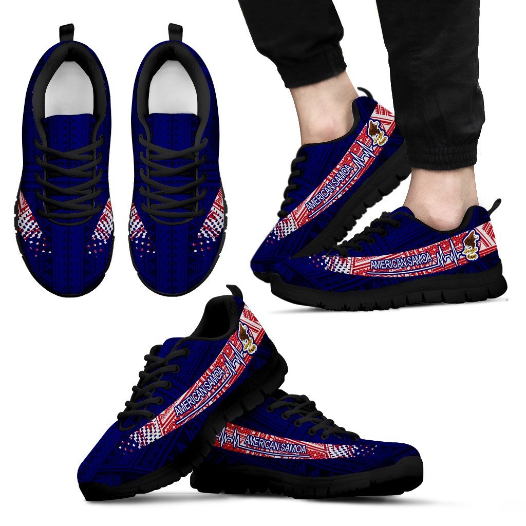 American Samoa Heartbeat Sneakers - Polynesian Pattern - Vibe Hoodie Shop