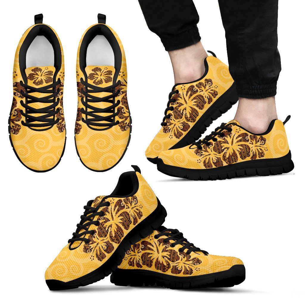 Fiji Sneakers - Fiji Yellow Hibiscus Masi Tapa Shoes - Vibe Hoodie Shop