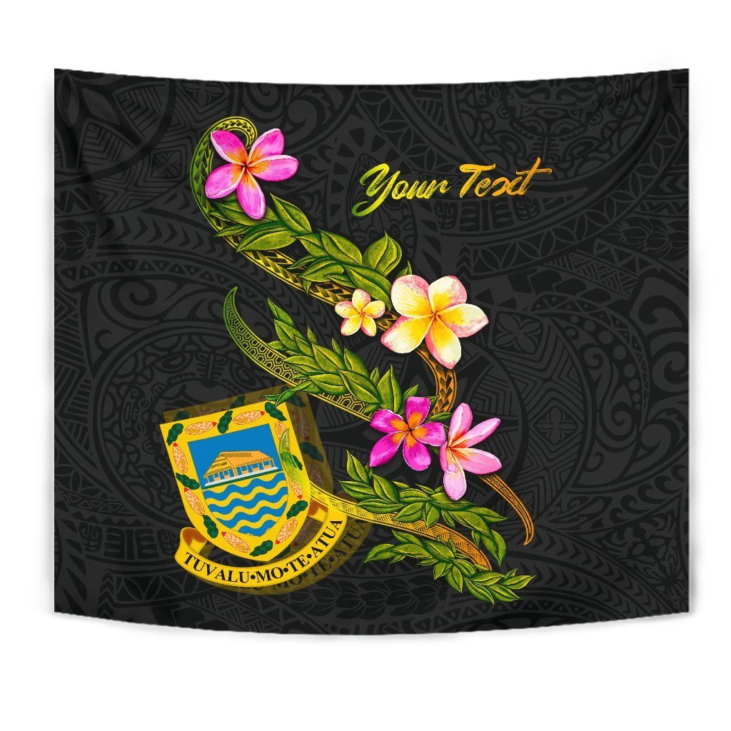 Tuvalu Polynesian Custom Personalised Tapestry - Plumeria Tribal - Vibe Hoodie Shop