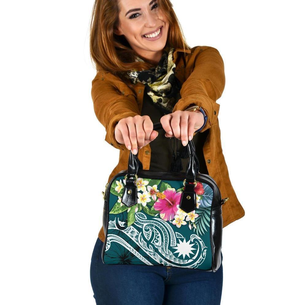 Nauru Polynesian Shoulder Handbag - Summer Plumeria (Turquoise) - Vibe Hoodie Shop