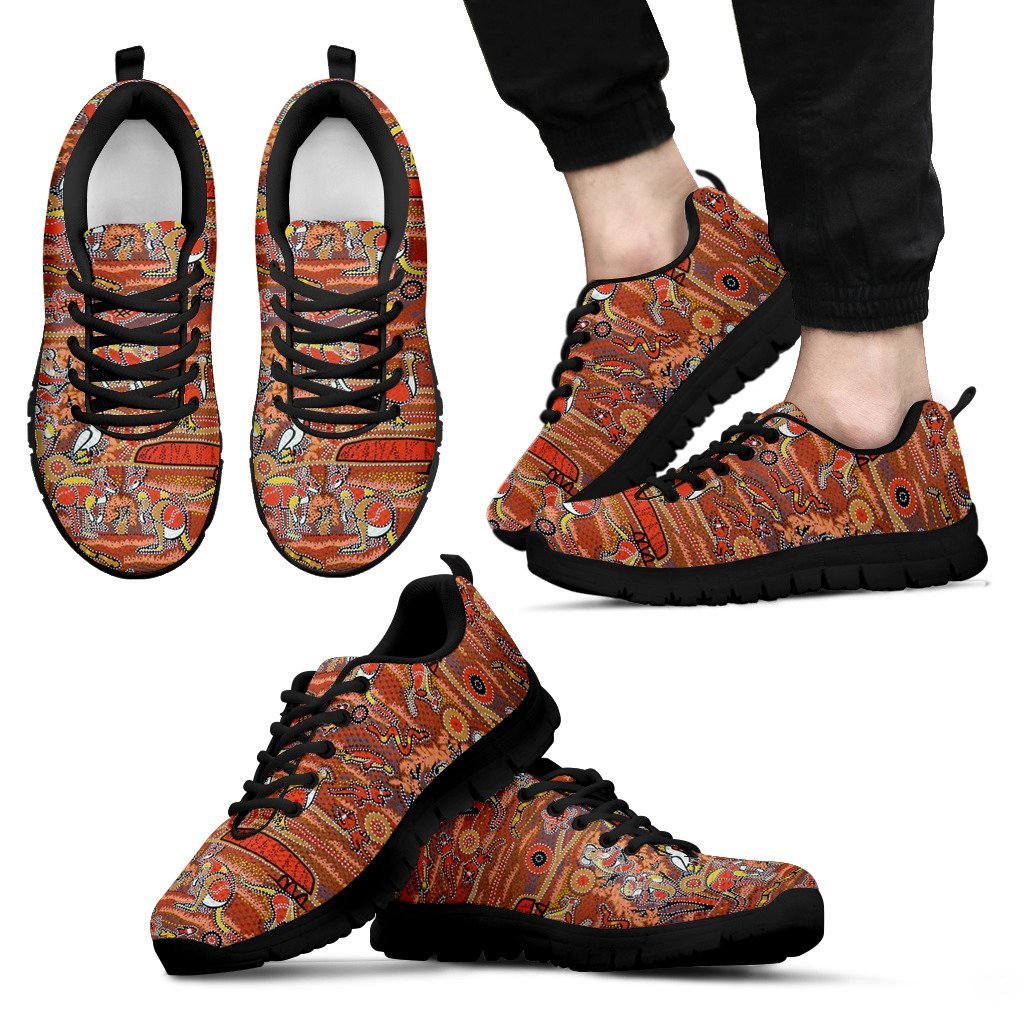 Aboriginal Sneakers, Koala Kangaroo Patterns Indigenous Dot Ver02 - Vibe Hoodie Shop