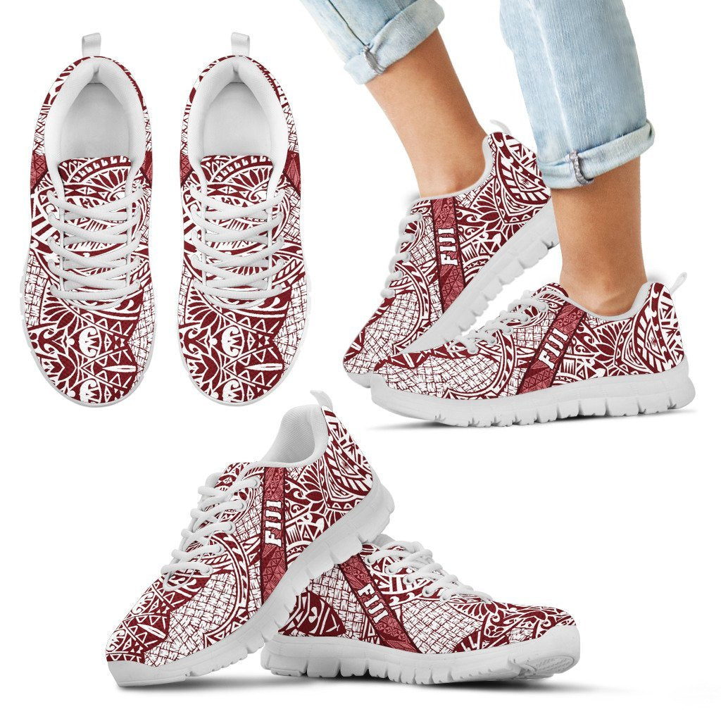 Fiji Poly Tribal Sneakers Red And White - Vibe Hoodie Shop