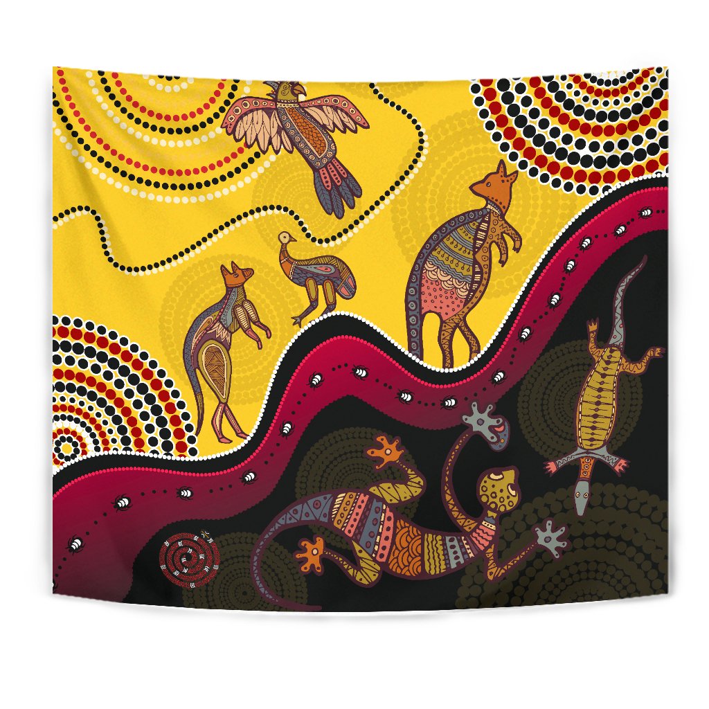 Aboriginal Tapestry - Indigenous Animals Life Art - Vibe Hoodie Shop