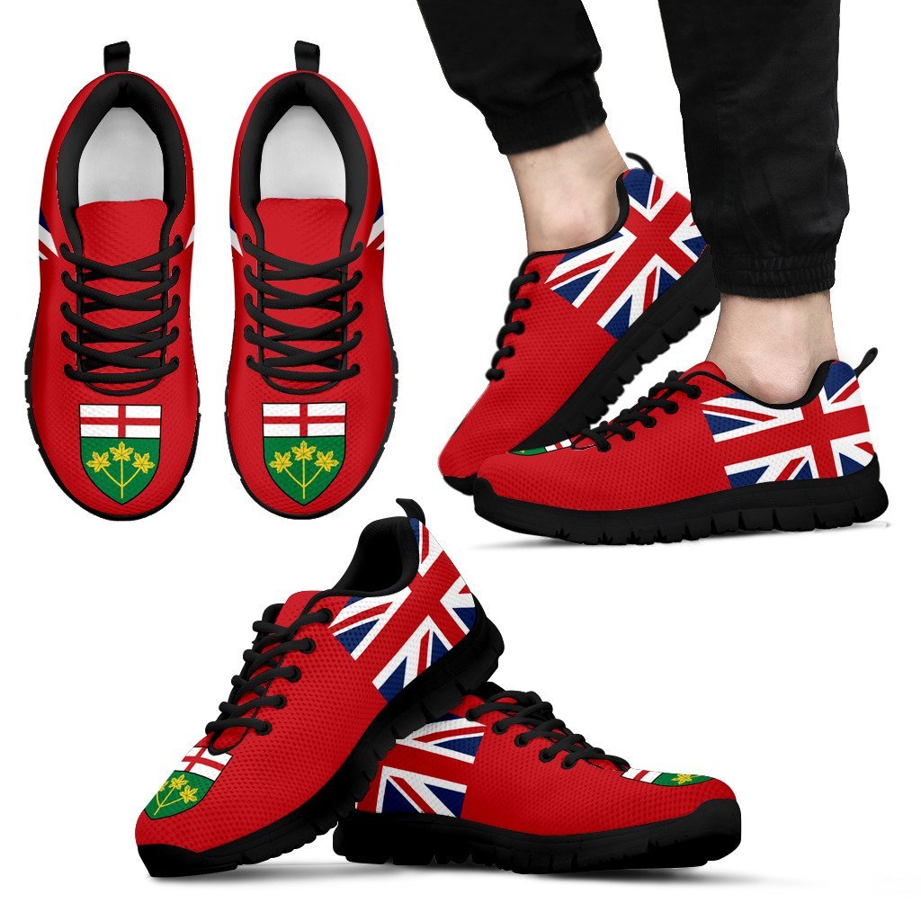 Canada Ontario Map And Coat Of Arm Sneakers - Vibe Hoodie Shop