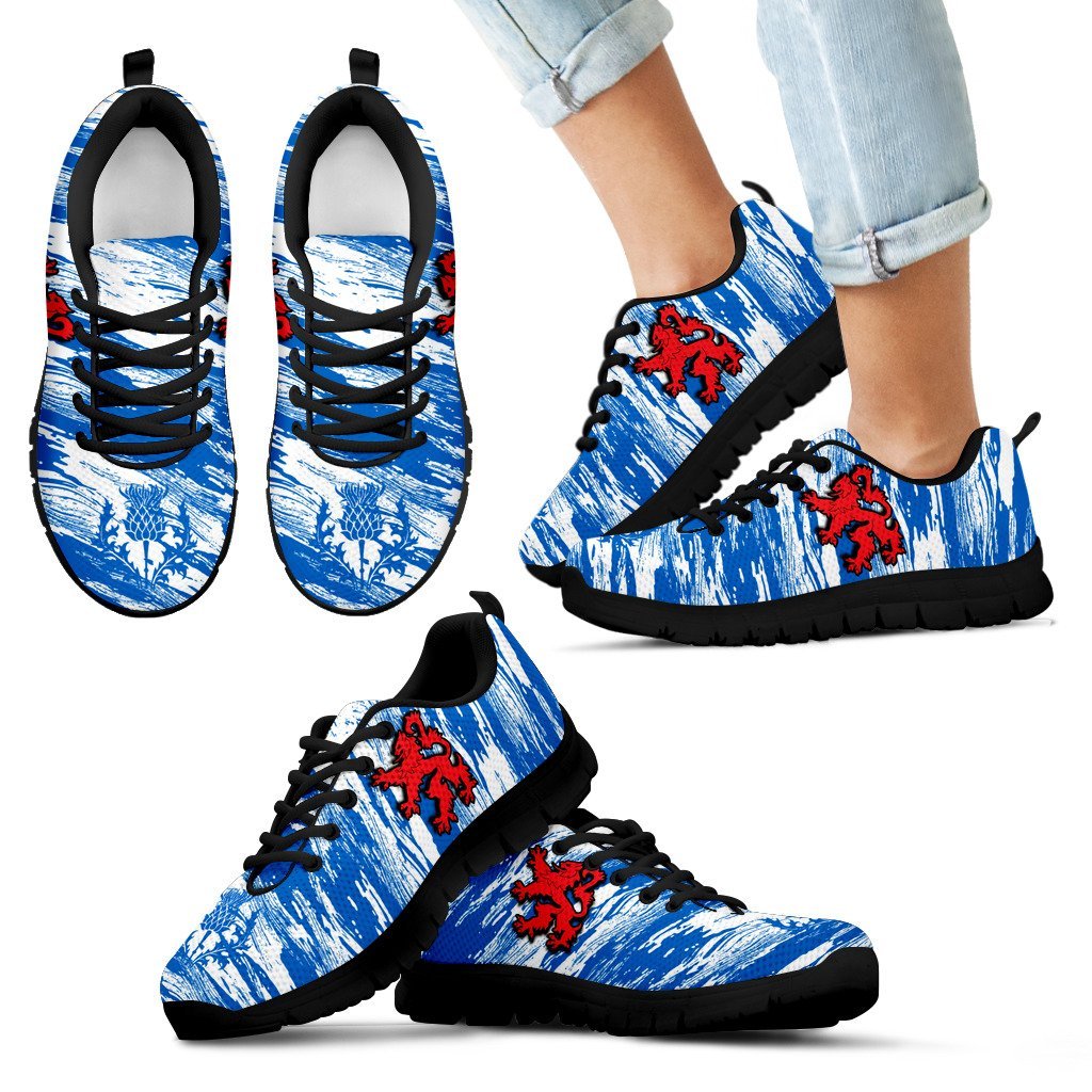 Scotland Shoes - Scotland Lion And Thistle Sneakers Brush Fashion Style - Vibe Hoodie Shop