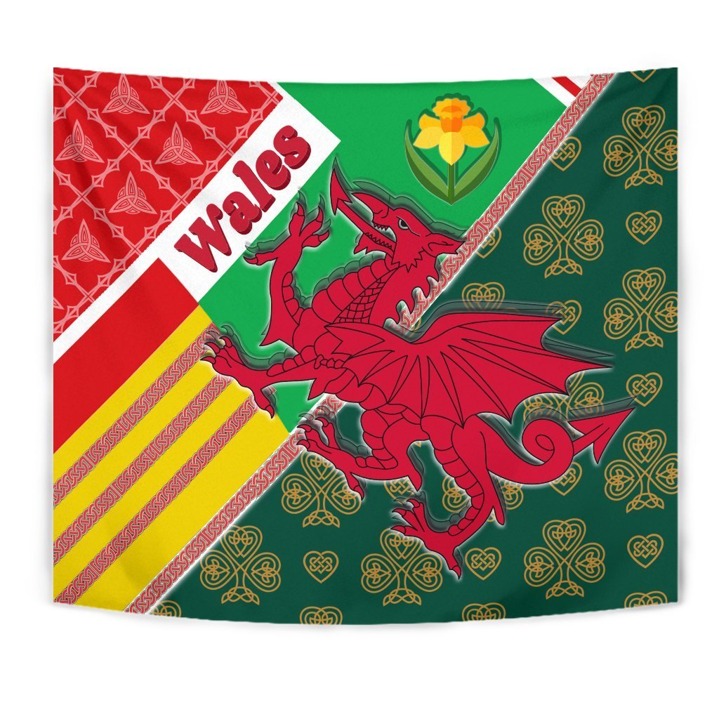 Celtic Wales Tapestry - Cymru Dragon and Daffodils - Vibe Hoodie Shop