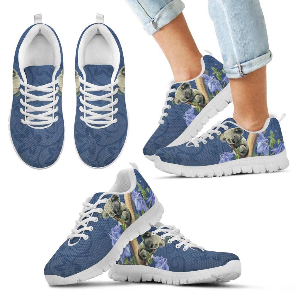 Australia Sneakers - Koala Sleep Shoes Bluebell Flower Patterns - Unisex - Vibe Hoodie Shop