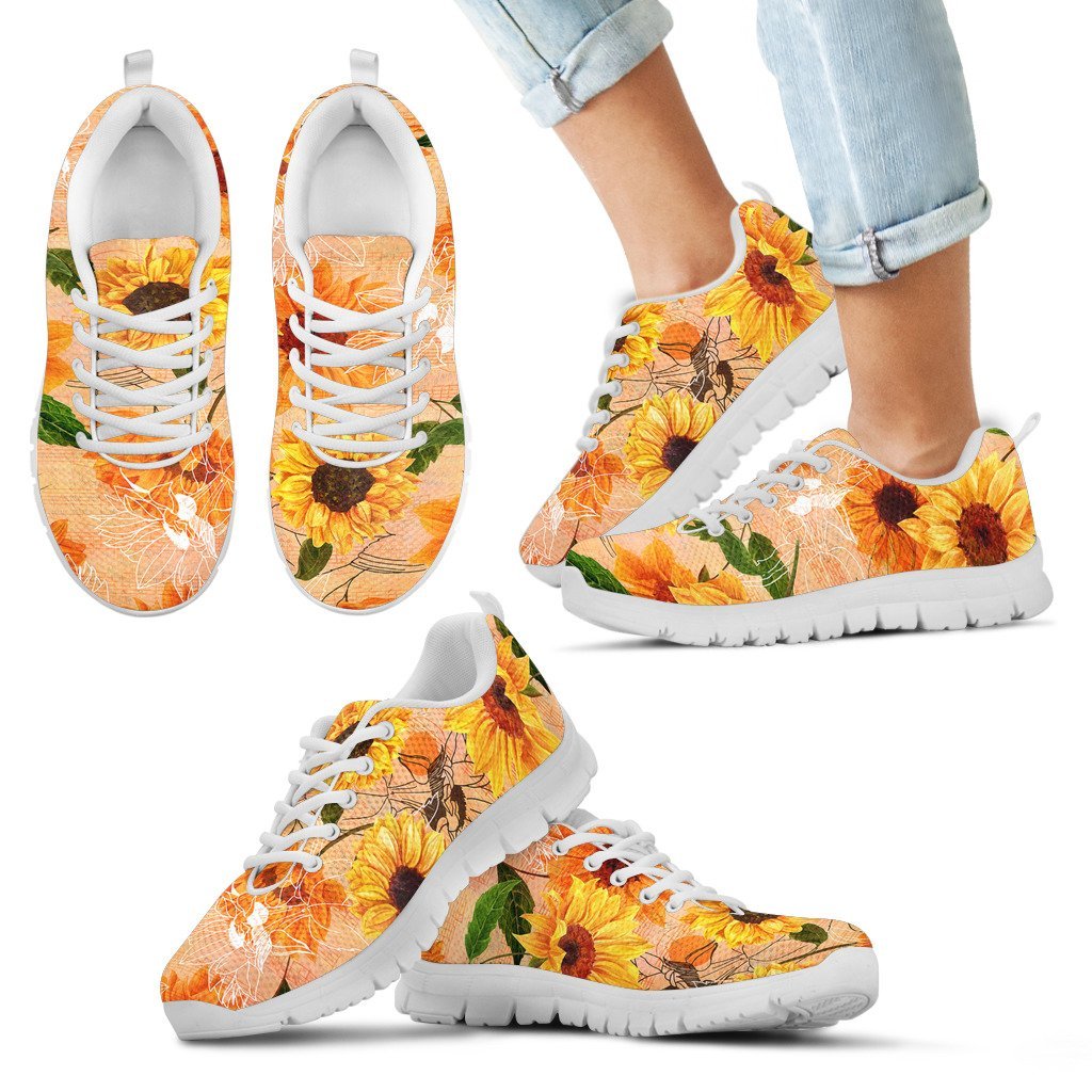 Floral Sneakers - Sunflowers Shoes Painting - Unisex - Vibe Hoodie Shop