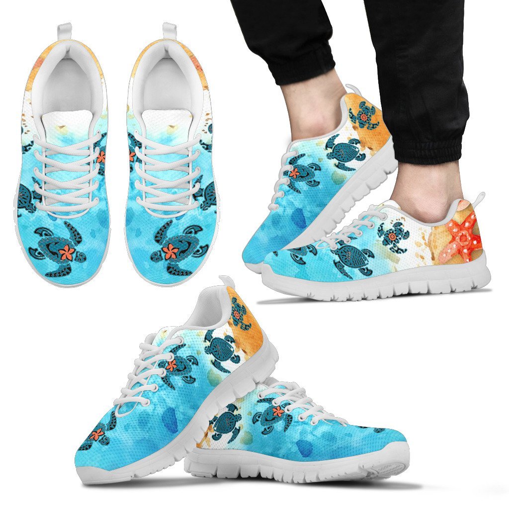 Unique Turtles Swim On Beach Men's / Women's Sneakers (Shoes) - Vibe Hoodie Shop