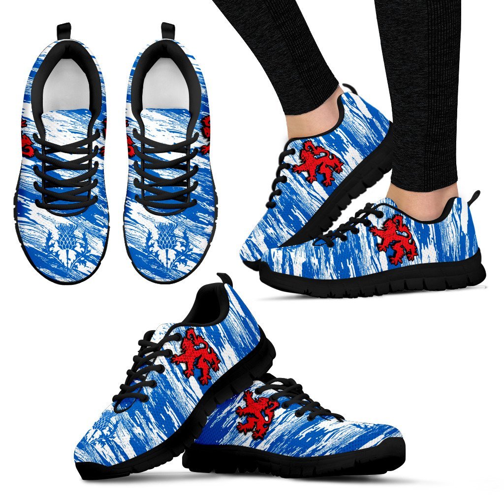 Scotland Shoes - Scotland Lion And Thistle Sneakers Brush Fashion Style - Vibe Hoodie Shop