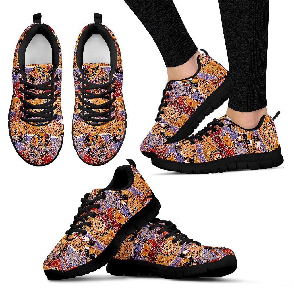 Aboriginal Sneakers, Koala Kangaroo Patterns Animals Shoes - Vibe Hoodie Shop