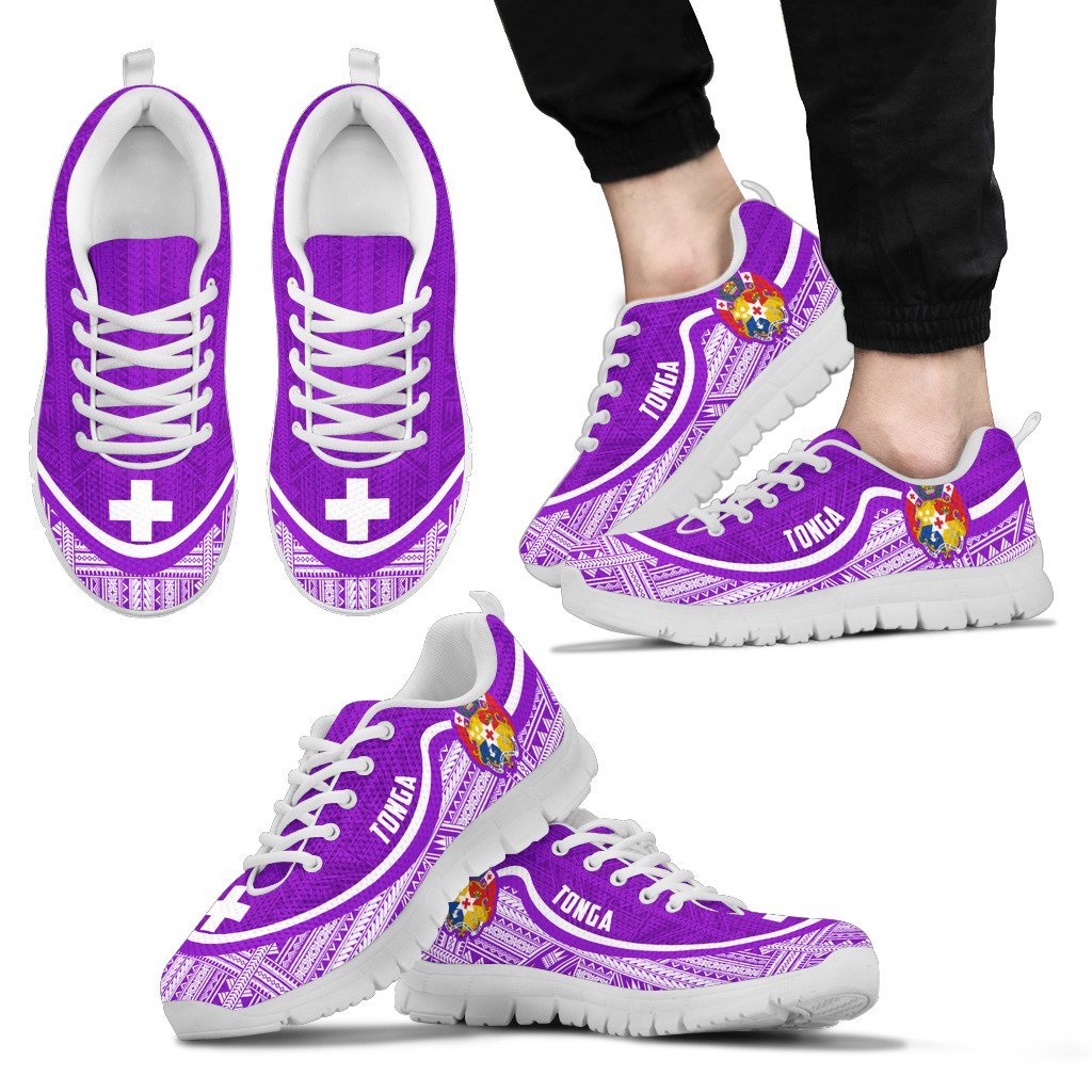 Tonga Wave Sneakers - Polynesian Pattern White Purple Color - Vibe Hoodie Shop