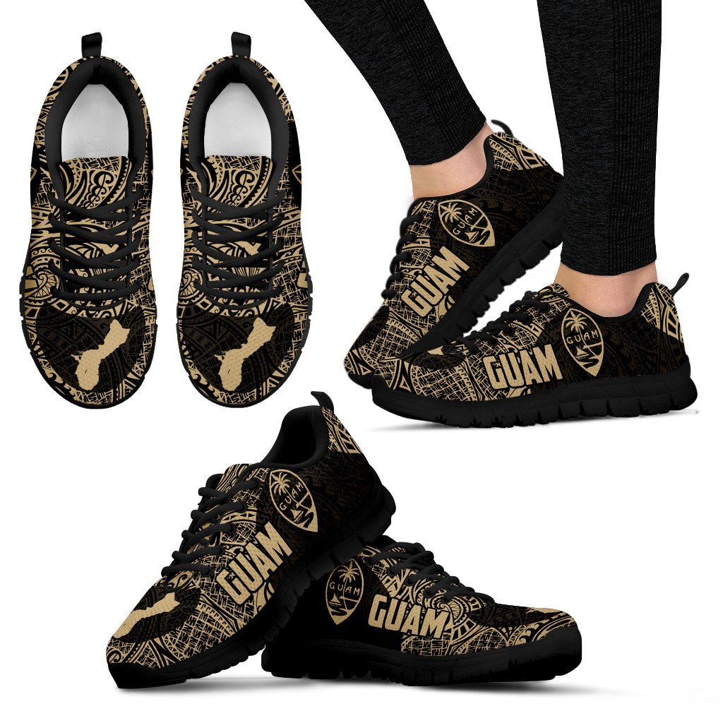 Guam Map and Coat of Arms with Polynesian Pattern Sneakers - Cullinan Style - Vibe Hoodie Shop