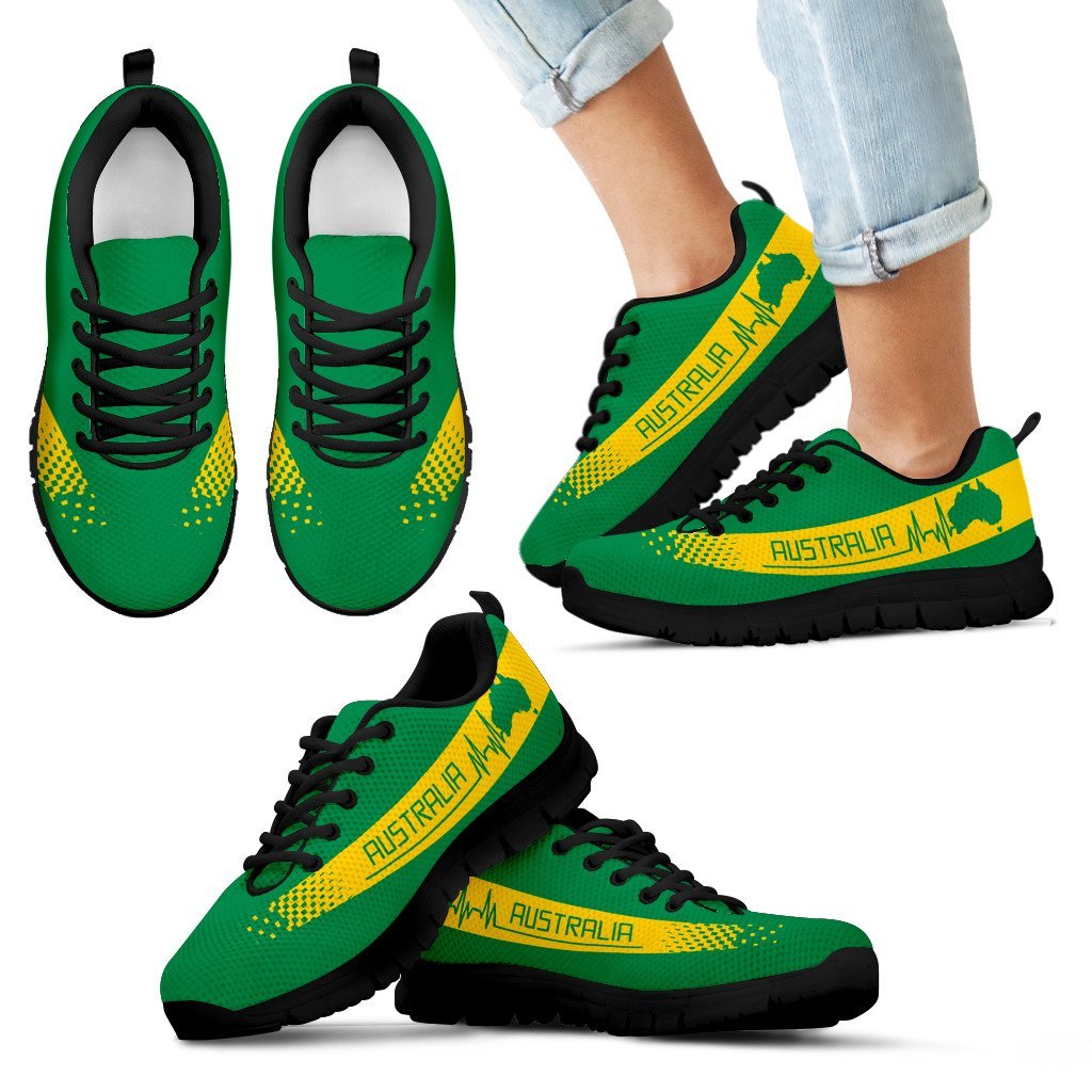 Australia Sneakers - Australian Map Shoes Heartbeat National Color - Unisex - Vibe Hoodie Shop