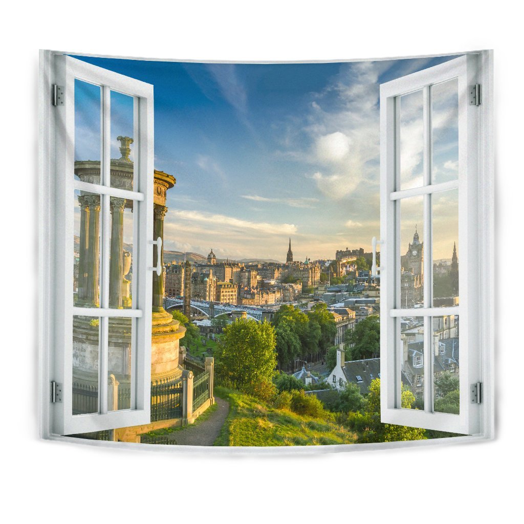 Scotland Edinburgh Skyline Tapestry - Vibe Hoodie Shop