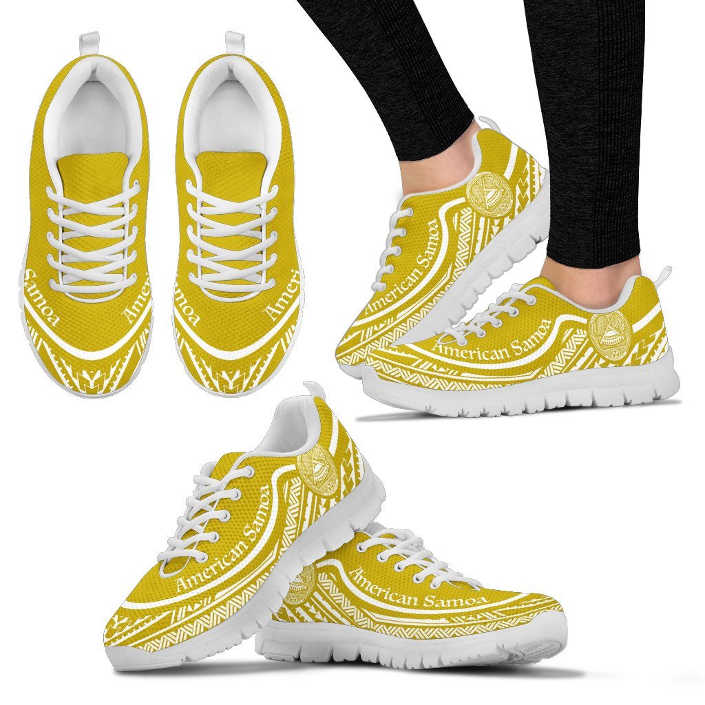 American Samoa Wave Sneakers White Gold Color - Vibe Hoodie Shop