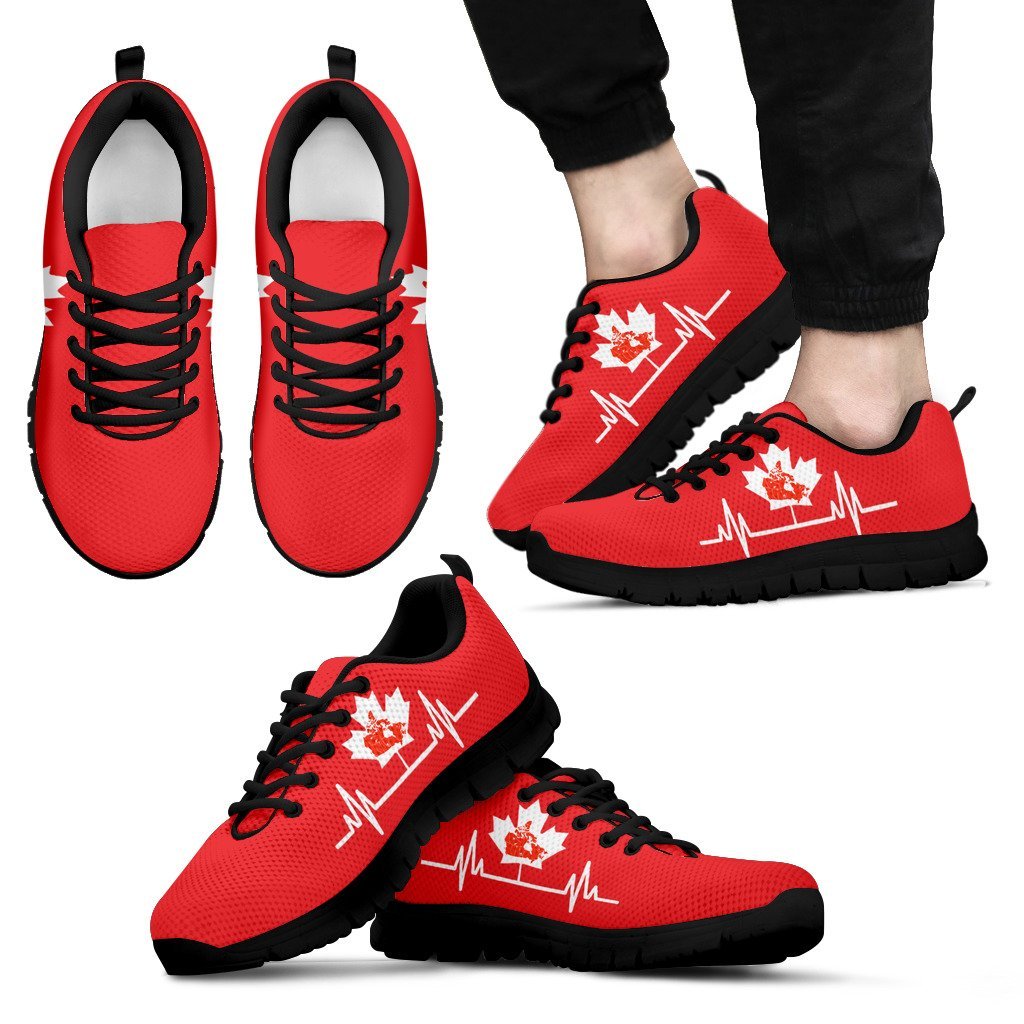 Canada Heartbeat Map Men's / Women's Sneakers (Shoes) - Vibe Hoodie Shop