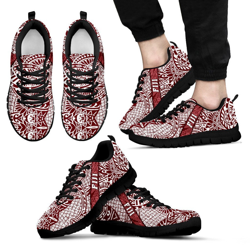 Fiji Poly Tribal Sneakers Red And White - Vibe Hoodie Shop