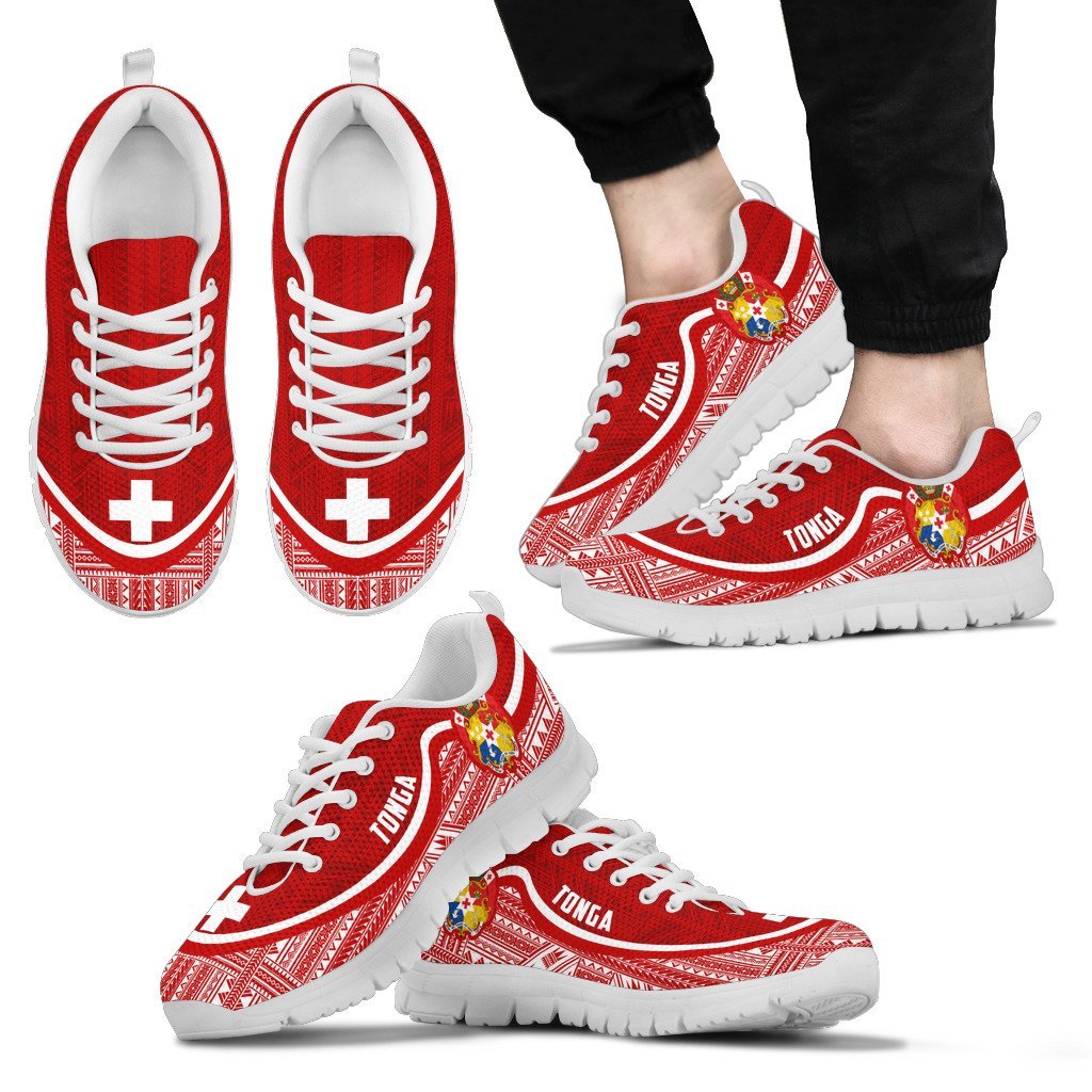 Tonga Wave Sneakers - Polynesian Pattern Flag Color - Vibe Hoodie Shop