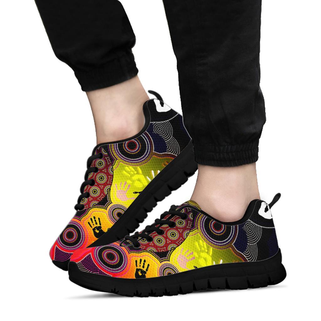 Aboriginal Sneakers, Indigenous Circle Dot Painting Hand Art - Vibe Hoodie Shop