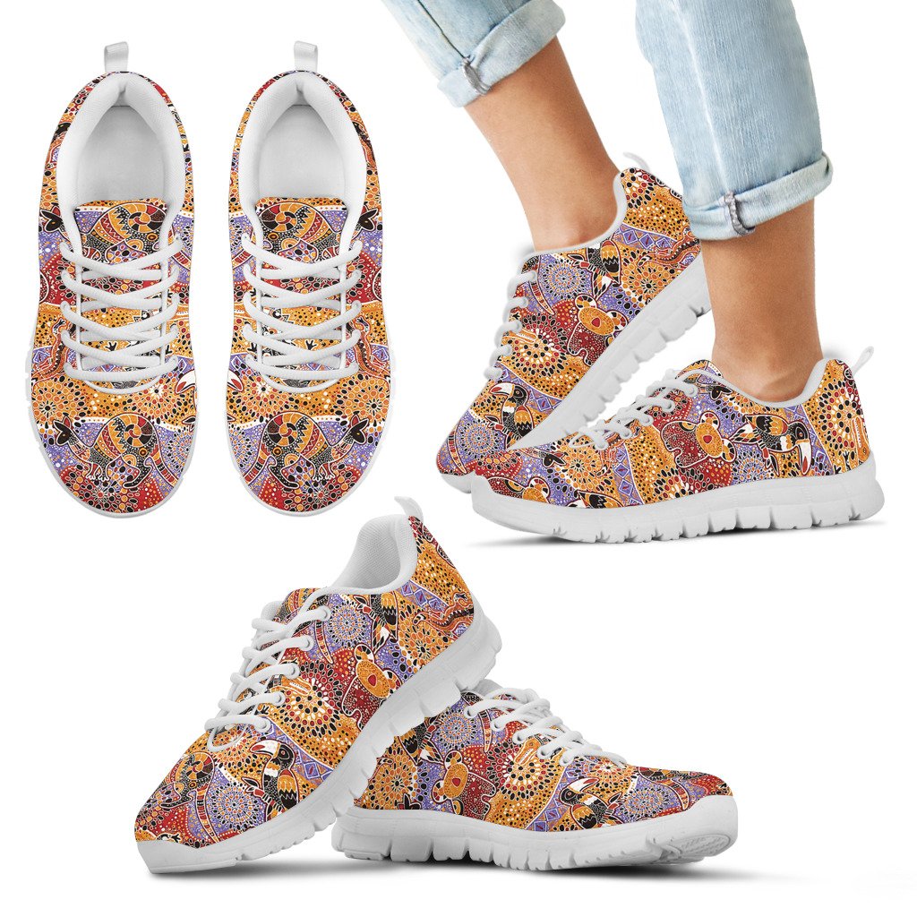 Aboriginal Sneakers, Koala Kangaroo Patterns Animals Shoes - Vibe Hoodie Shop