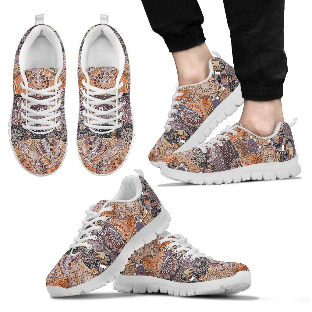 Aboriginal Sneakers, Koala Patterns Kangaroo Kookaburra Bohemian Style - Vibe Hoodie Shop