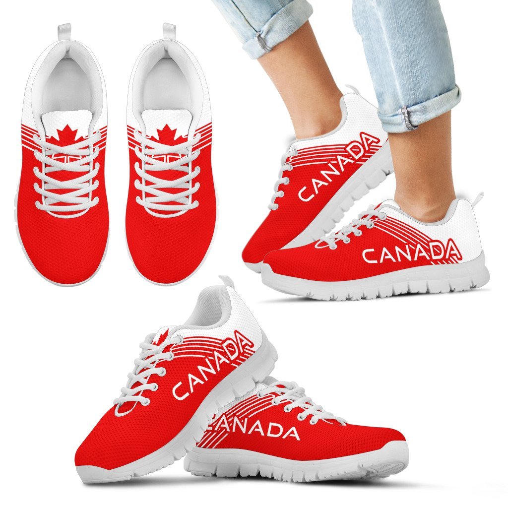 Canada Maple Leaf Sneakers - Stripes Style - Vibe Hoodie Shop