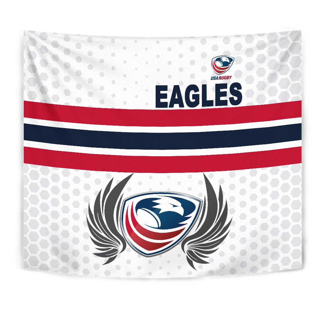 USA Rugby Tapestry Eagles Simple Style - White - Vibe Hoodie Shop