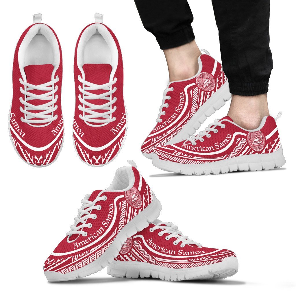 American Samoa Wave Sneakers White Red Color - Vibe Hoodie Shop