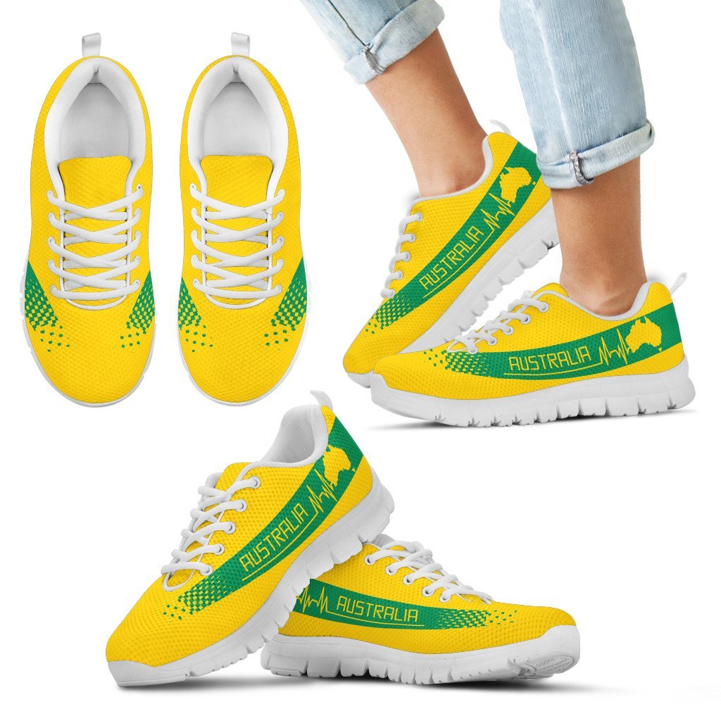 Australia Sneakers - Australian Map Shoes Heartbeat National Color - Unisex - Vibe Hoodie Shop