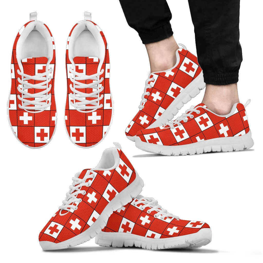 Tonga Flag Square Grid Sneakers - Vibe Hoodie Shop