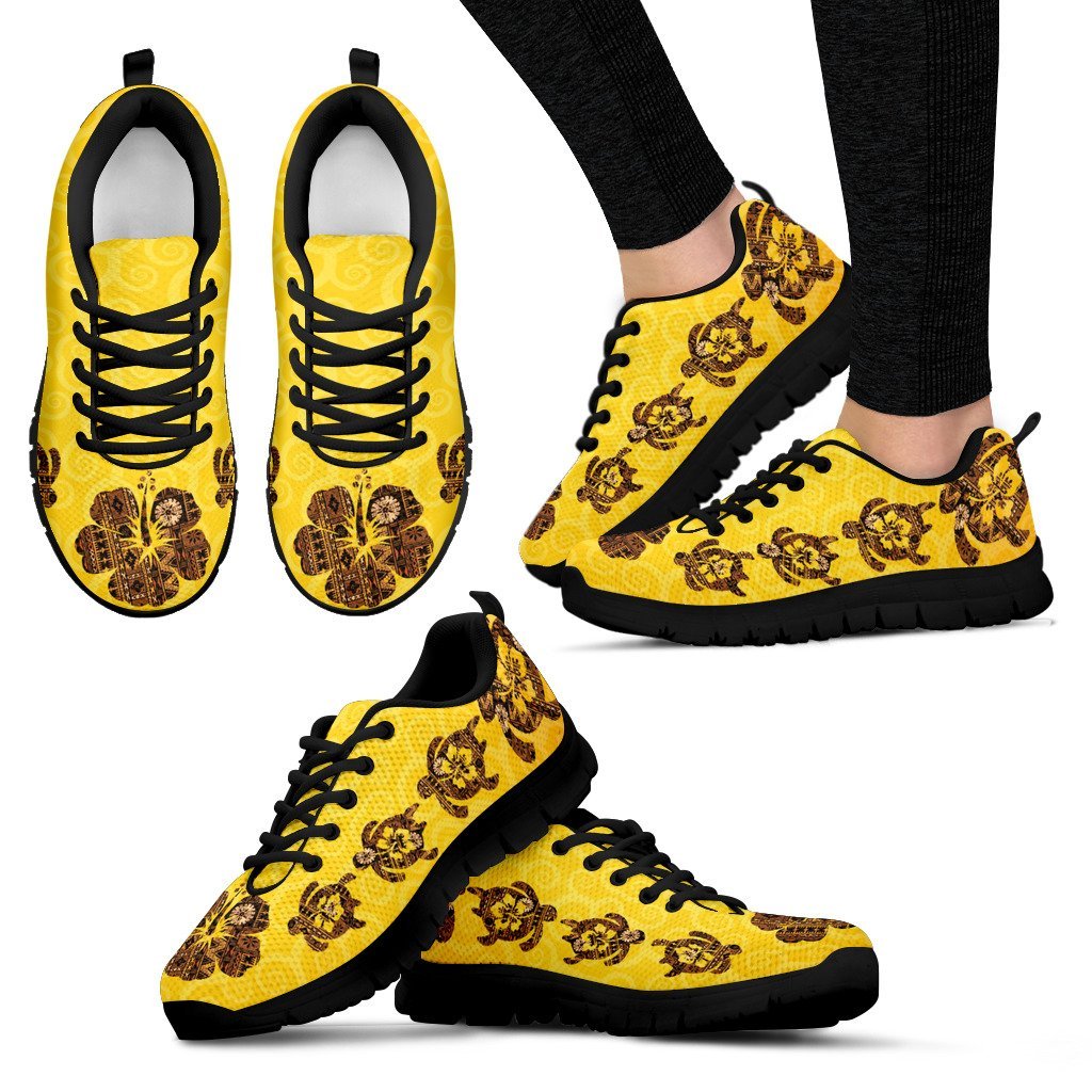 Fiji Sneakers - Yellow Hibiscus Masi Tapa - Vibe Hoodie Shop