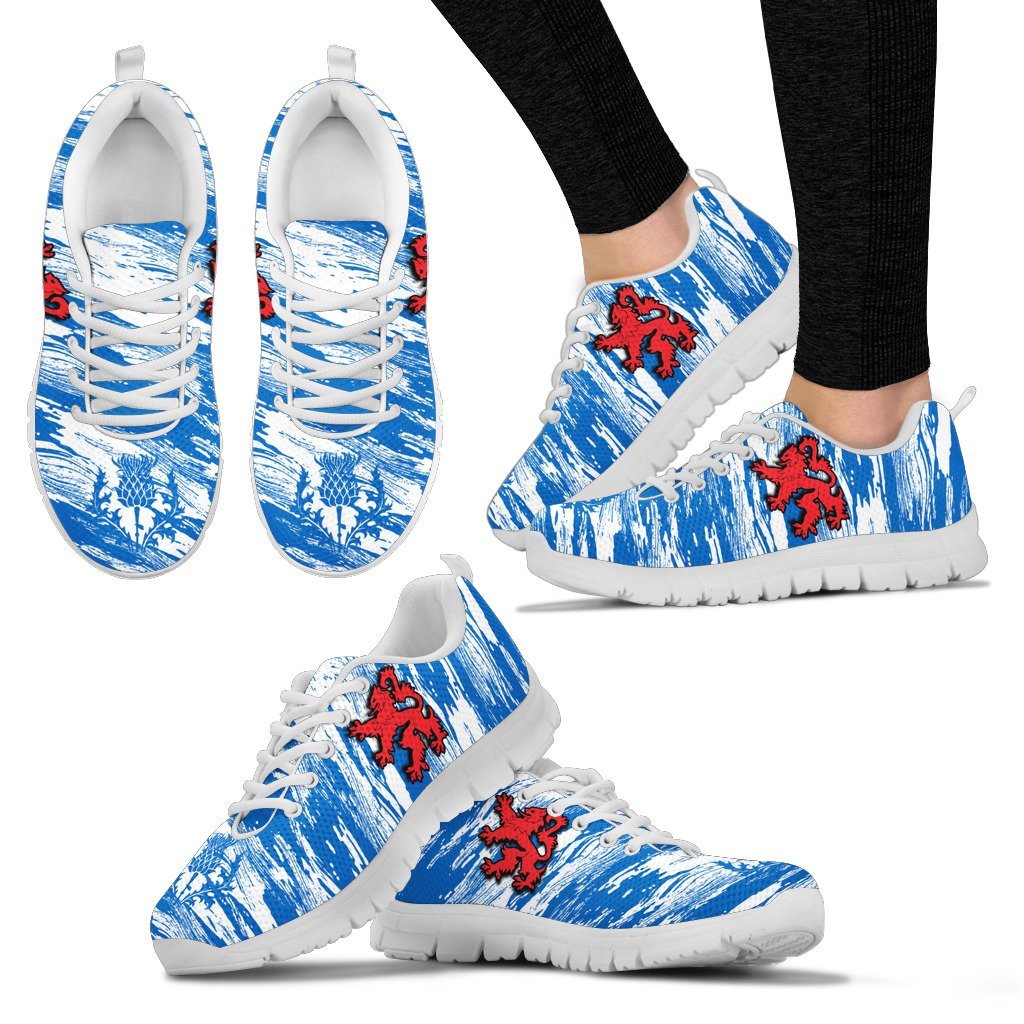 Scotland Shoes - Scotland Lion And Thistle Sneakers Brush Fashion Style - Vibe Hoodie Shop