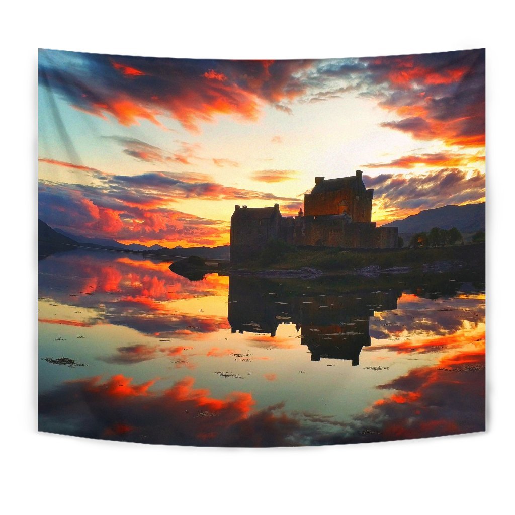 Scotland - Eilean Castle At Sunset Tapestry - Vibe Hoodie Shop