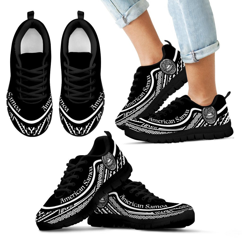 American Samoa Wave Sneakers Black White Color - Vibe Hoodie Shop